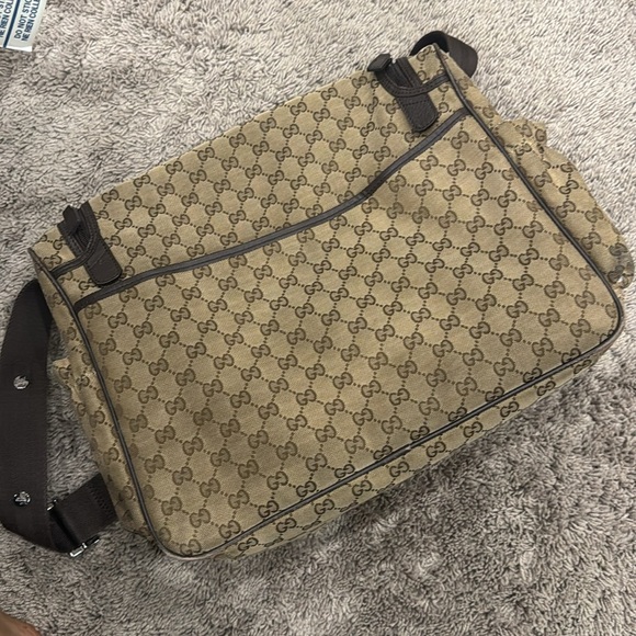 Gucci Classic Canvas GG Monogram Shoulder Strap Messenger diaper Mom bag purse - Picture 2 of 8